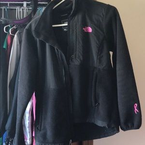 Large breast cancer awareness north face jacket